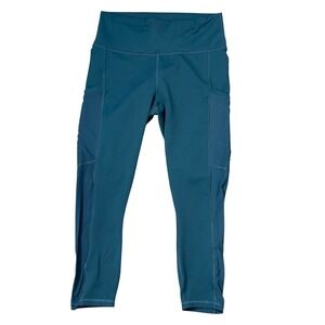 Fabletics On-The-Go PowerHold High Waisted Capri Leggings Teal Blue Women's M